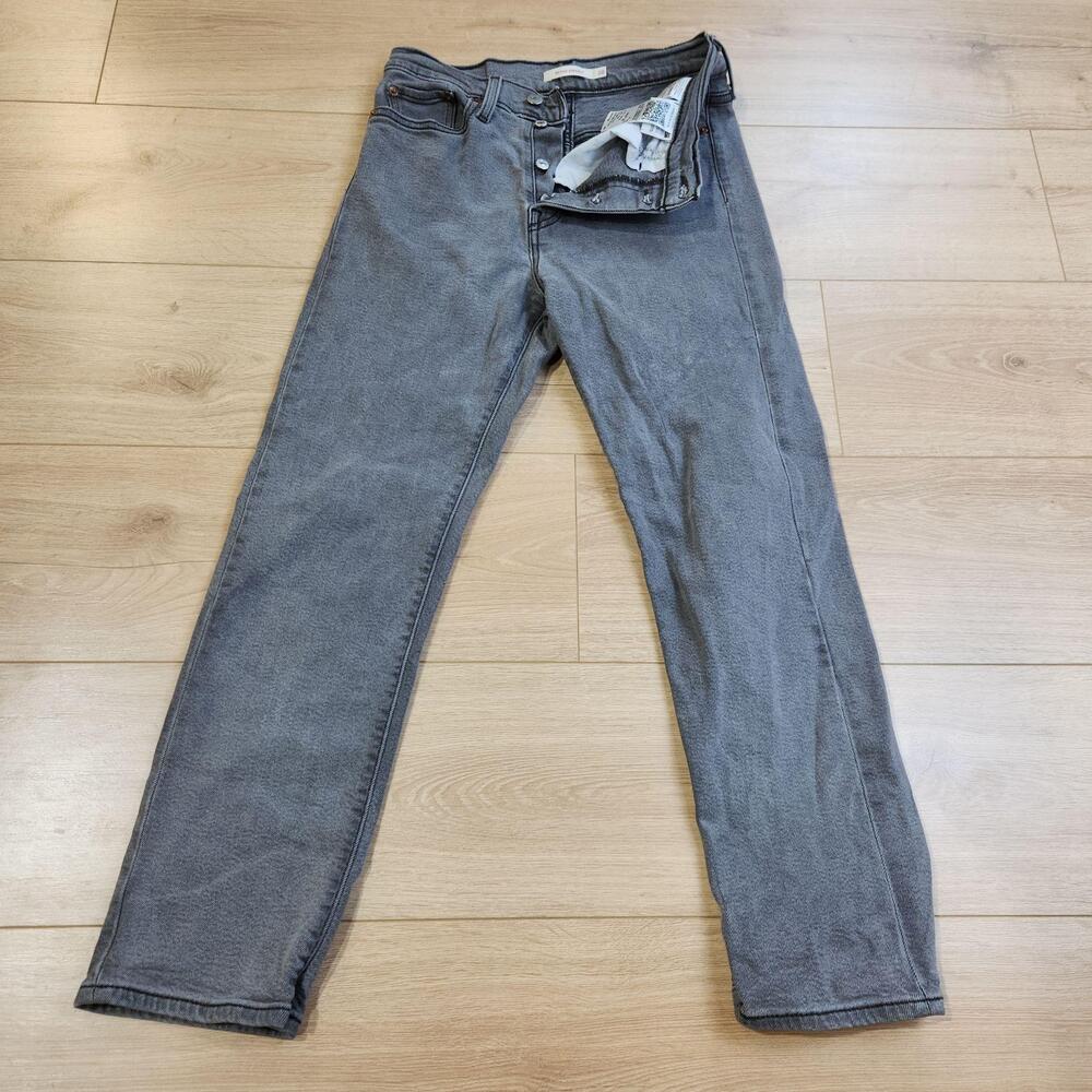 Levis Wedgie Straight Jeans Womens 28x28 Gray Wash High Rise Stretch Denim